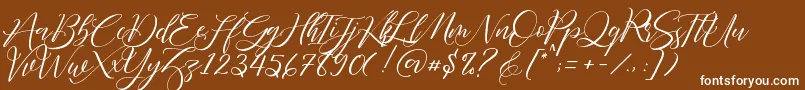 Fonte Fathir Script Personal Use – fontes brancas em um fundo marrom