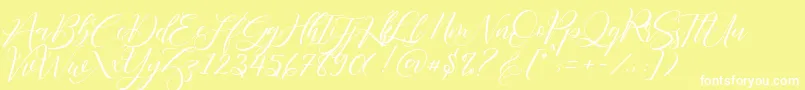 Fonte Fathir Script Personal Use – fontes brancas em um fundo amarelo