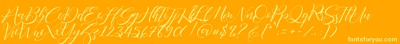 Fathir Script Personal Use-Schriftart – Gelbe Schriften auf orangefarbenem Hintergrund