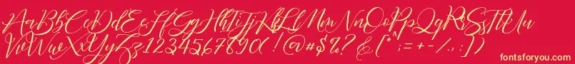 Fathir Script Personal Use Font – Yellow Fonts on Red Background