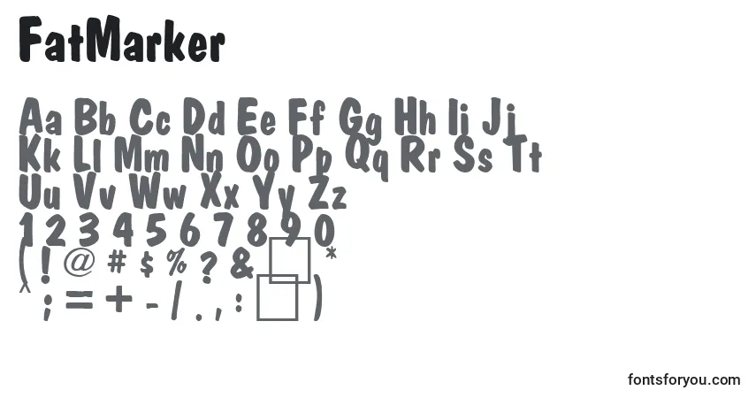 Schriftart FatMarker (126426) – Alphabet, Zahlen, spezielle Symbole