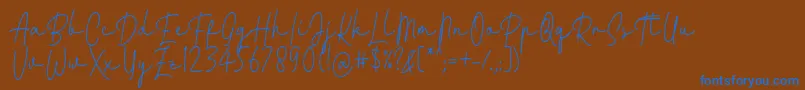 Czcionka Fattana Regular Font by 7NTypes – niebieskie czcionki na brązowym tle