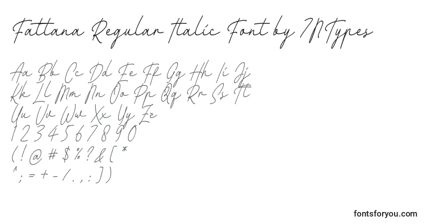 Schriftart Fattana Regular Italic Font by 7NTypes – Alphabet, Zahlen, spezielle Symbole