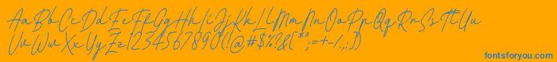 Lisätietoja Fattana Regular Italic Font by 7NTypes-fontista Fattana Regular Italic Font by 7NTypes-fontti – siniset fontit oranssilla taustalla