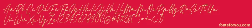 Шрифт Fattana Regular Italic Font by 7NTypes – жёлтые шрифты на красном фоне