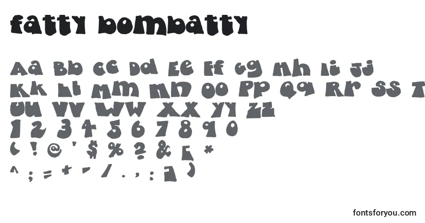 Czcionka Fatty bombatty – alfabet, cyfry, specjalne znaki