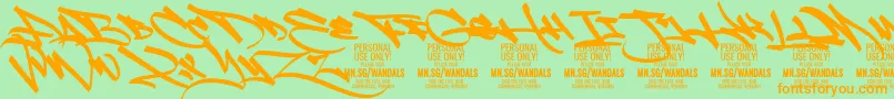 FatWandals PERSONAL-Schriftart – Orangefarbene Schriften auf grünem Hintergrund