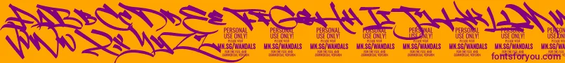 FatWandals PERSONAL-Schriftart – Violette Schriften auf orangefarbenem Hintergrund