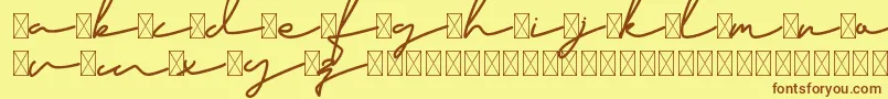 Fatye DemoVersion-Schriftart – Braune Schriften auf gelbem Hintergrund