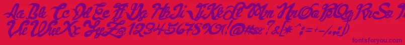 フォントFauquierVeryItalic – 赤い背景に紫のフォント