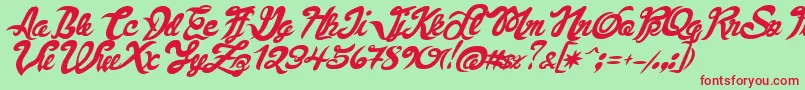 Fonte FauquierVeryItalic – fontes vermelhas em um fundo verde