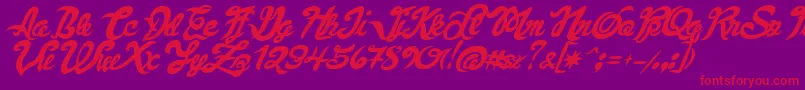 FauquierVeryItalic-Schriftart – Rote Schriften auf violettem Hintergrund