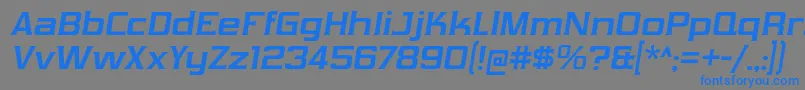 フォントVibrocentricBdIt – 灰色の背景に青い文字