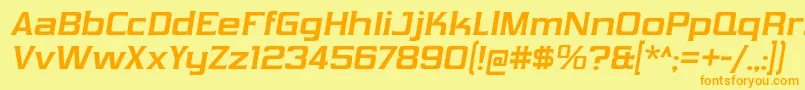 VibrocentricBdIt Font – Orange Fonts on Yellow Background