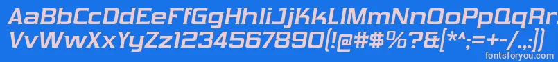 フォントVibrocentricBdIt – ピンクの文字、青い背景