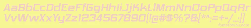 フォントVibrocentricBdIt – ピンクのフォント、黄色の背景