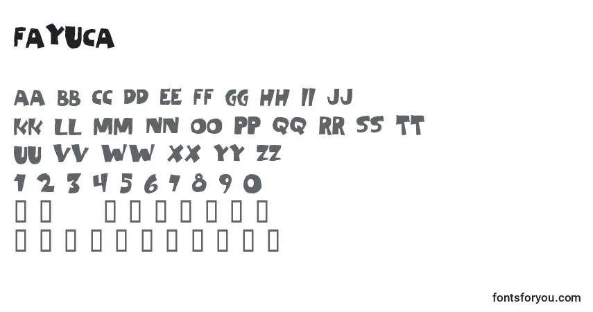 A fonte FAYUCA   (126442) – alfabeto, números, caracteres especiais