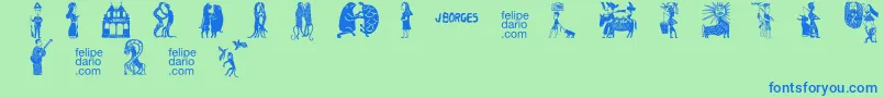 フォントFD  J Borges 2 OT – 青い文字は緑の背景です。