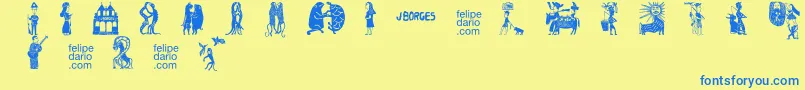 En savoir plus sur la police FD J Borges 2 OT Police FD J Borges 2 OT – polices bleues sur fond jaune