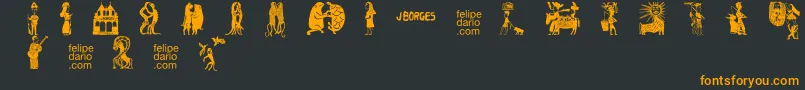 フォントFD  J Borges 2 OT – 黒い背景にオレンジの文字