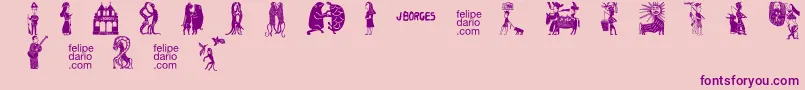 FD  J Borges 2 OT Font – Purple Fonts on Pink Background