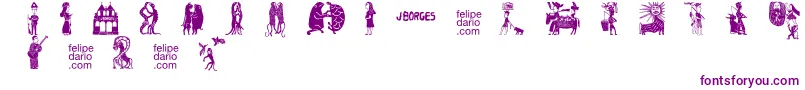 Police FD  J Borges 2 OT – polices violettes sur fond blanc