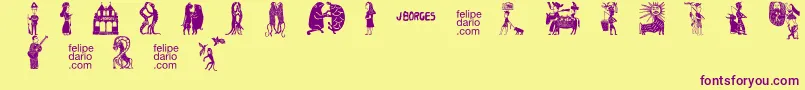 Police FD  J Borges 2 OT – polices violettes sur fond jaune