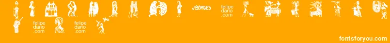 FD  J Borges 2 OT-fontti – valkoiset fontit oranssilla taustalla