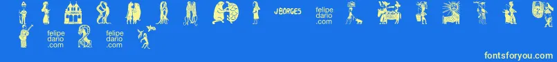 Fonte FD  J Borges 2 OT – fontes amarelas em um fundo azul