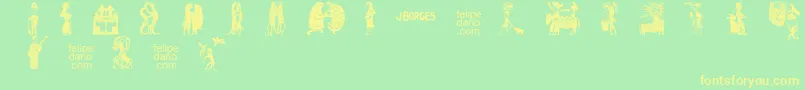 FD  J Borges 2 OT Font – Yellow Fonts on Green Background