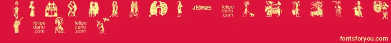 Police FD  J Borges 2 OT – polices jaunes sur fond rouge