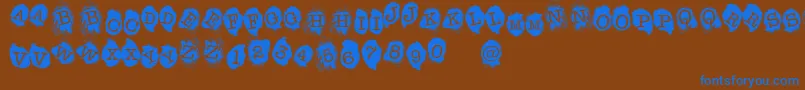 フォントFE Fingerprints Inside – 茶色の背景に青い文字