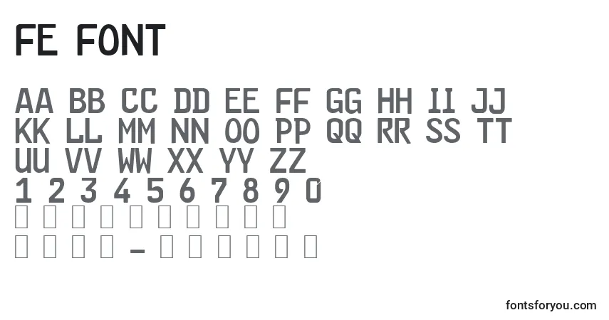 Schriftart FE FONT – Alphabet, Zahlen, spezielle Symbole