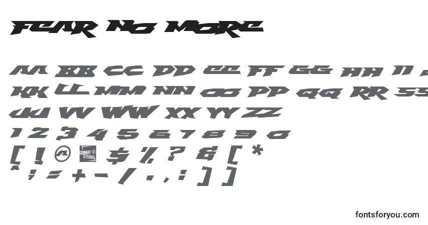 Czcionka Fear No more – alfabet, cyfry, specjalne znaki