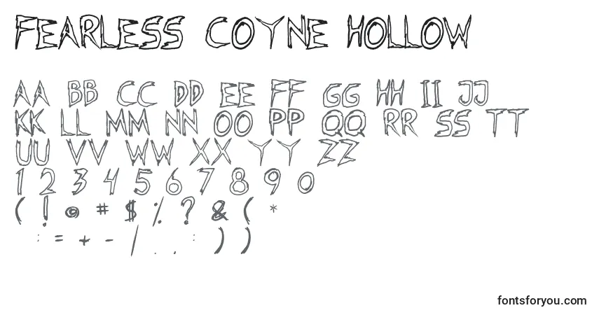 Fearless Coyne Hollow Font – alphabet, numbers, special characters