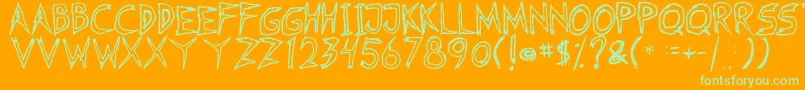 Fearless Coyne Hollow-Schriftart – Grüne Schriften auf orangefarbenem Hintergrund