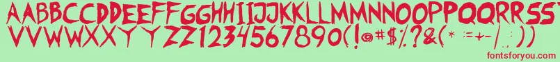 Шрифт Fearless Coyne Shadow – красные шрифты на зелёном фоне