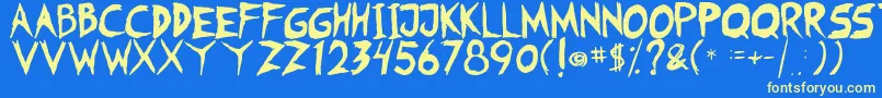 フォントFearless Coyne Shadow – 黄色の文字、青い背景