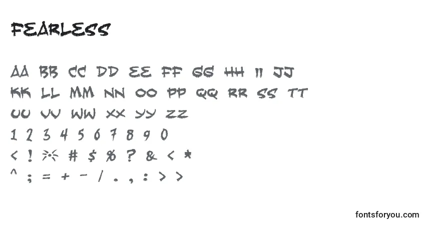 Schriftart Fearless (126450) – Alphabet, Zahlen, spezielle Symbole