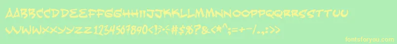 フォントfearless – 黄色の文字が緑の背景にあります