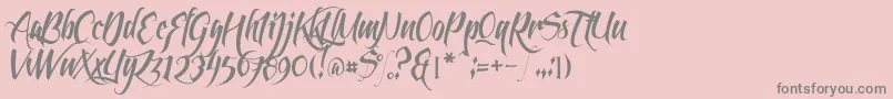 フォントFeathergraphy Clean – ピンクの背景に灰色の文字