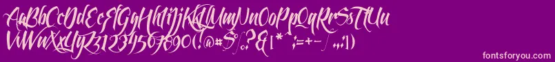 Feathergraphy Clean Font – Pink Fonts on Purple Background