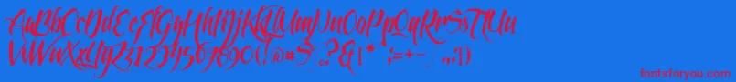 Feathergraphy Clean Font – Red Fonts on Blue Background