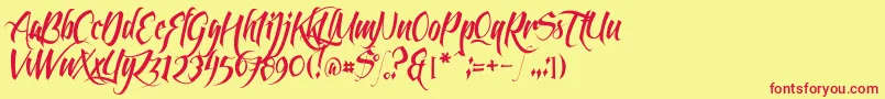 Feathergraphy Clean Font – Red Fonts on Yellow Background