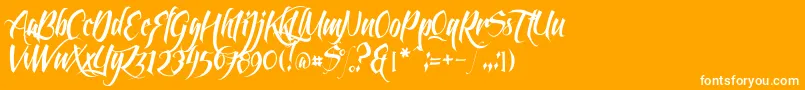 Feathergraphy Clean-Schriftart – Weiße Schriften auf orangefarbenem Hintergrund