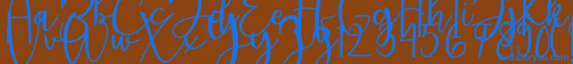 featrisse-Schriftart – Blaue Schriften auf braunem Hintergrund