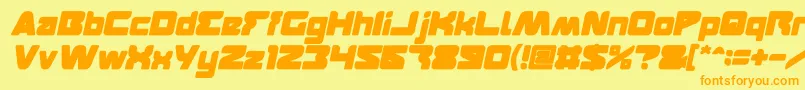 Fonte FEATURED Bold Italic – fontes laranjas em um fundo amarelo
