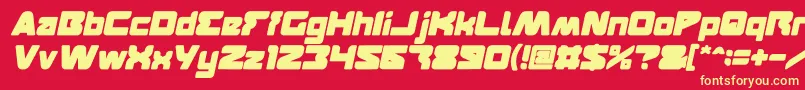 フォントFEATURED Bold Italic – 黄色の文字、赤い背景