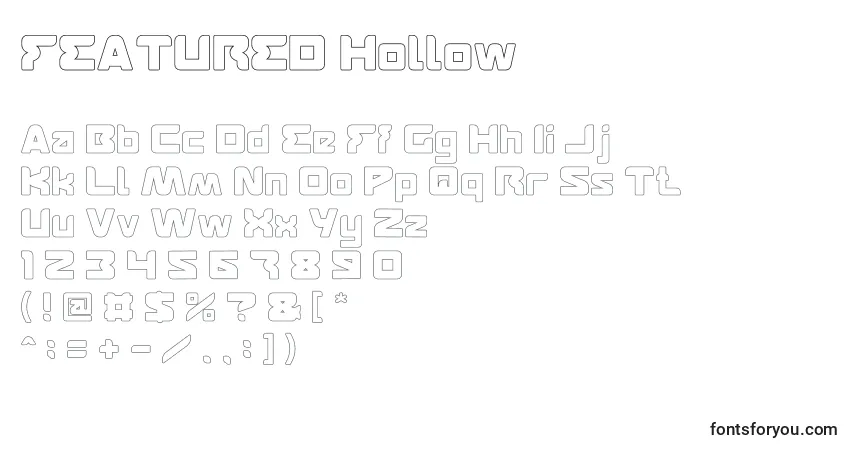 Czcionka FEATURED Hollow – alfabet, cyfry, specjalne znaki
