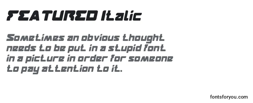 Überblick über die Schriftart FEATURED Italic